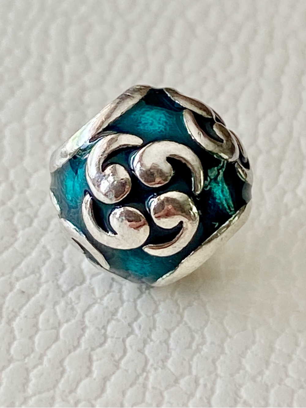 Authentic Pandora Silver Teal Zen Charm ~ Retired